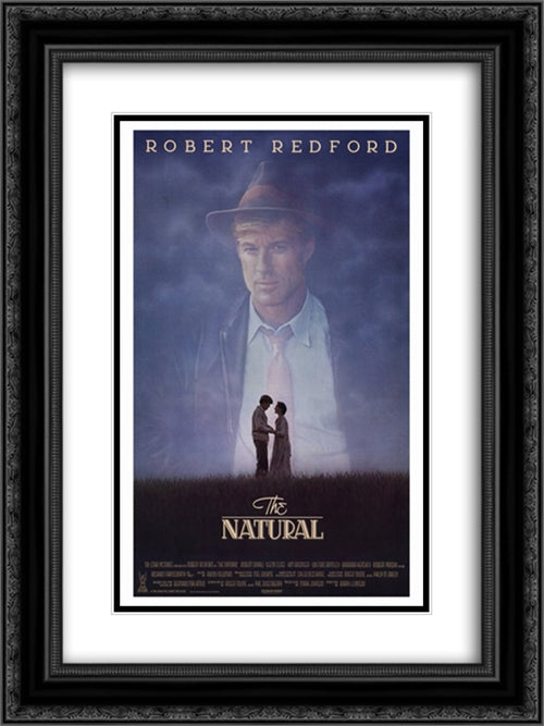 The Natural 18x24 Black Ornate Wood Framed Movie Poster with Double Matting