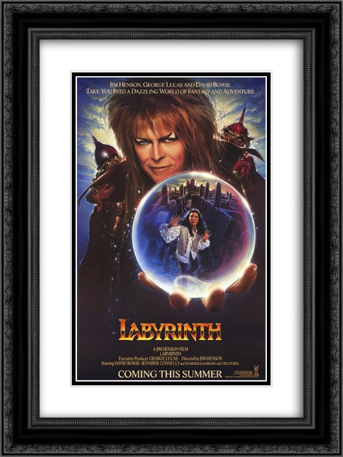 Labyrinth 18x24 Black Ornate Wood Framed Movie Poster with Double Matting