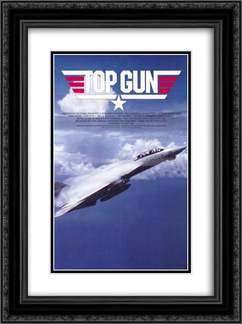 Top Gun 18x24 Black Ornate Wood Framed Movie Poster with Double Matting