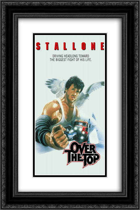 Over the Top 16x24 Black Ornate Wood Framed Movie Poster with Double Matting