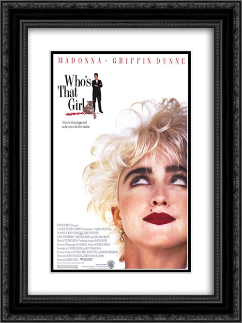 Who's That Girl 18x24 Black Ornate Wood Framed Movie Poster with Double Matting