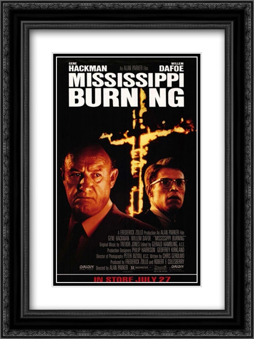 Mississippi Burning 18x24 Black Ornate Wood Framed Movie Poster with Double Matting