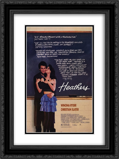 Heathers 18x24 Black Ornate Wood Framed Movie Poster with Double Matting