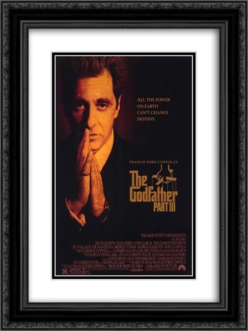 The Godfather Park III 18x24 Black Ornate Wood Framed Movie Poster with Double Matting