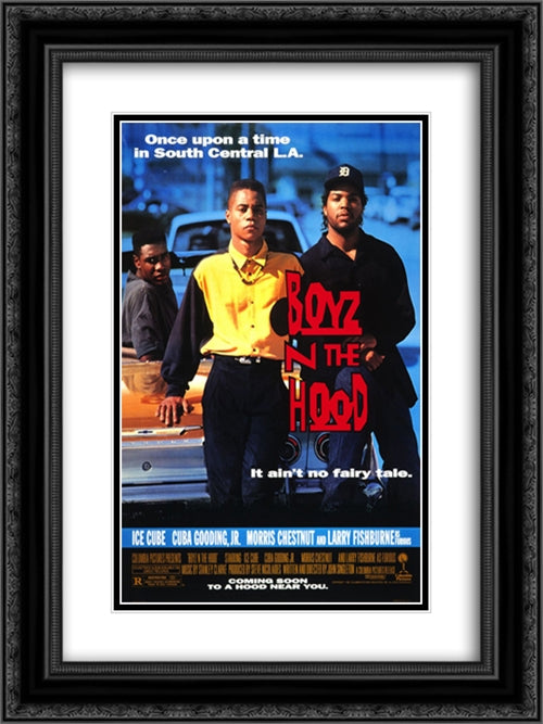 Boyz N The Hood 18x24 Black Ornate Wood Framed Movie Poster with Double Matting