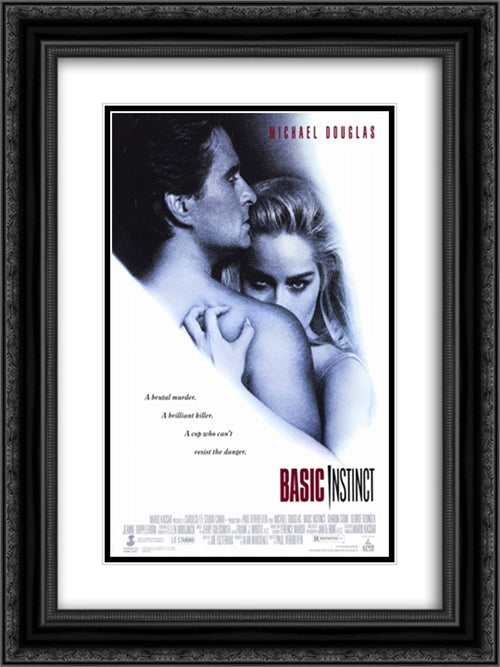 Basic Instinct 18x24 Black Ornate Wood Framed Movie Poster with Double Matting