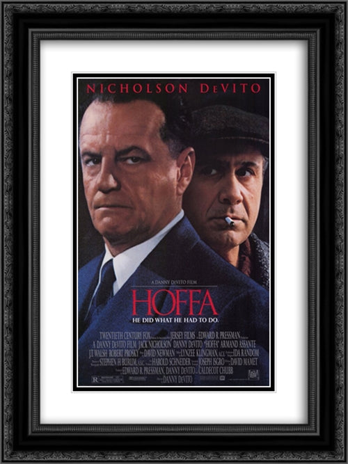 Hoffa 18x24 Black Ornate Wood Framed Movie Poster with Double Matting