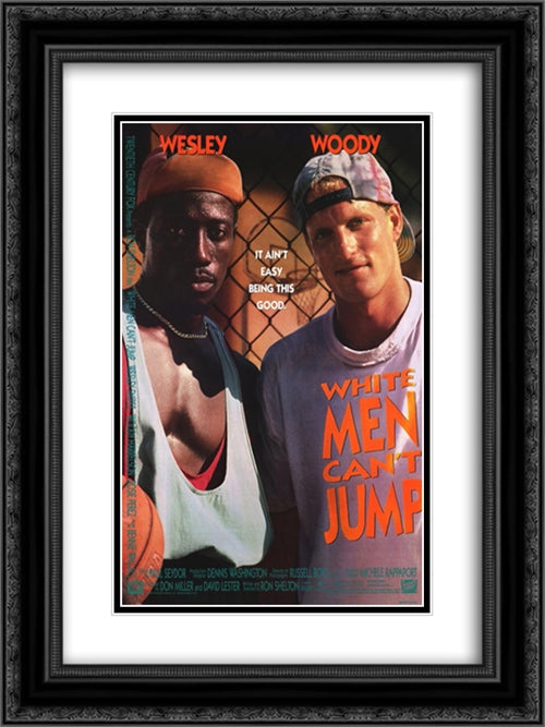 White Men Can't Jump 18x24 Black Ornate Wood Framed Movie Poster with Double Matting