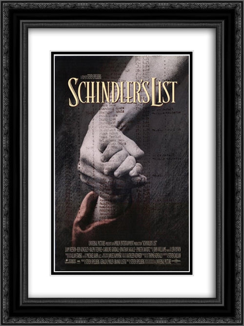Schindler's List 18x24 Black Ornate Wood Framed Movie Poster with Double Matting