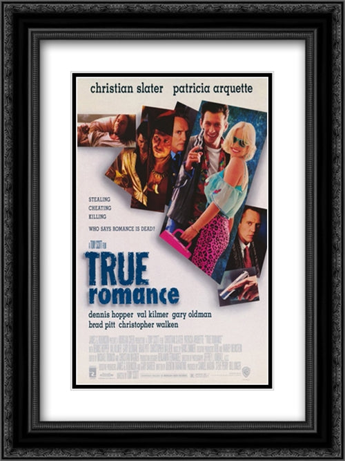 True Romance 18x24 Black Ornate Wood Framed Movie Poster with Double Matting