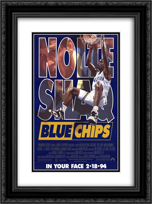 Blue Chips 18x24 Black Ornate Wood Framed Movie Poster with Double Matting
