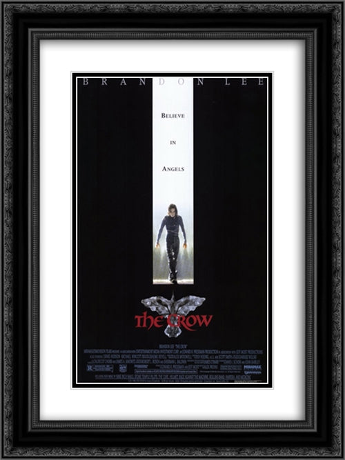 The Crow 18x24 Black Ornate Wood Framed Movie Poster with Double Matting