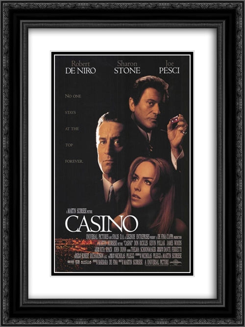 Casino 18x24 Black Ornate Wood Framed Movie Poster with Double Matting
