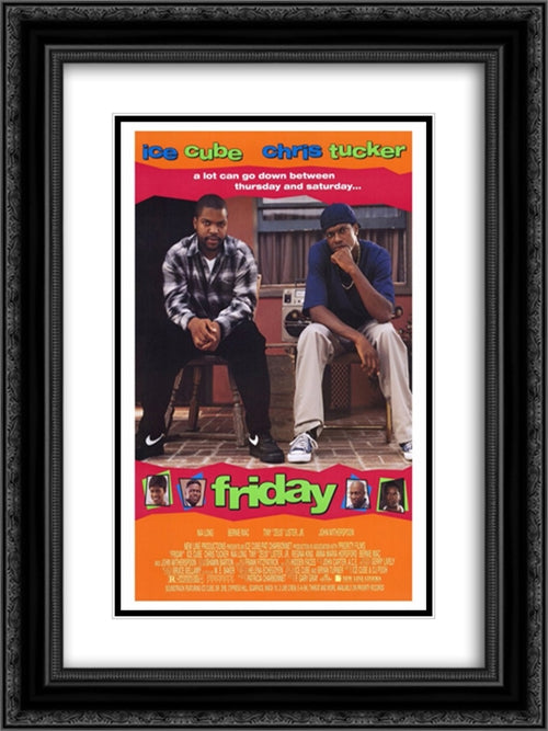 Friday 18x24 Black Ornate Wood Framed Movie Poster with Double Matting