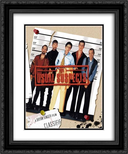The Usual Suspects 20x24 Black Ornate Wood Framed Movie Poster with Double Matting