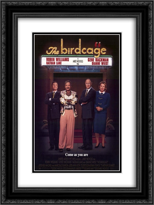 The Birdcage 18x24 Black Ornate Wood Framed Movie Poster with Double Matting