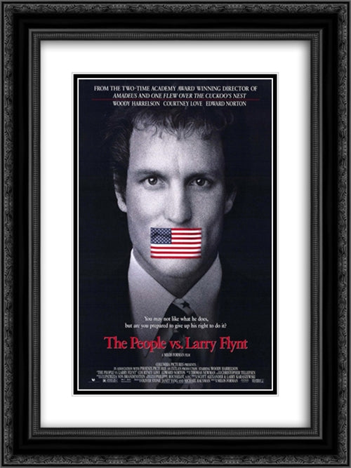 The People vs. Larry Flynt 18x24 Black Ornate Wood Framed Movie Poster with Double Matting
