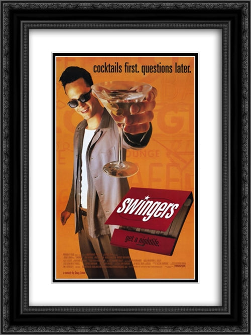 Swingers 18x24 Black Ornate Wood Framed Movie Poster with Double Matting