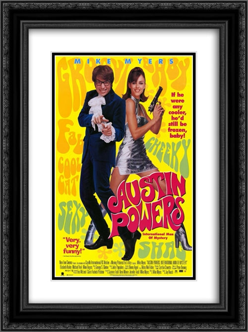 Austin Powers International Man of Mystery 18x24 Black Ornate Wood Framed Movie Poster with Double Matting