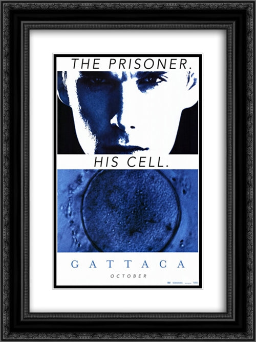 Gattaca 18x24 Black Ornate Wood Framed Movie Poster with Double Matting
