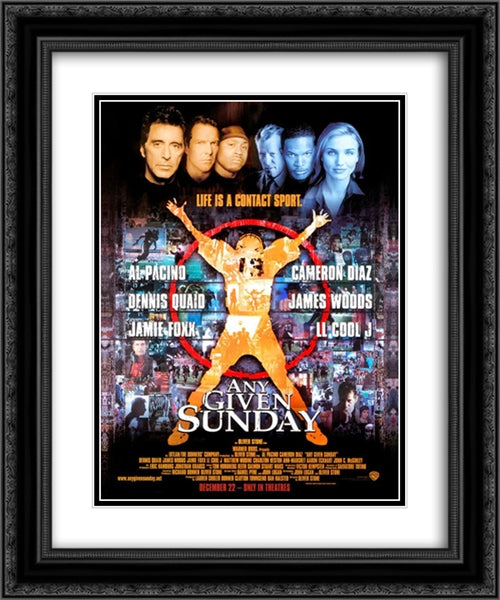 Any Given Sunday 20x24 Black Ornate Wood Framed Movie Poster with Double Matting