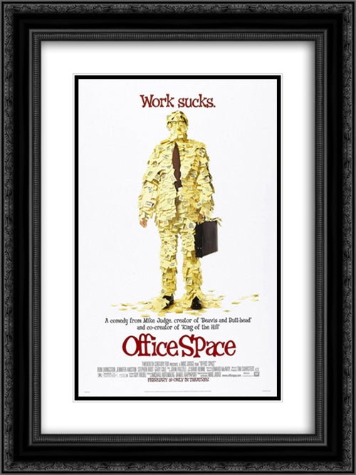 Office Space 18x24 Black Ornate Wood Framed Movie Poster with Double Matting