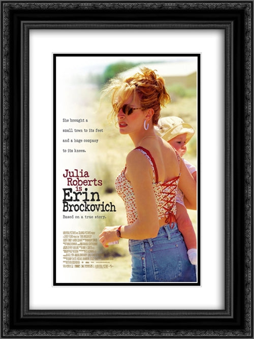 Erin Brockovich 18x24 Black Ornate Wood Framed Movie Poster with Double Matting