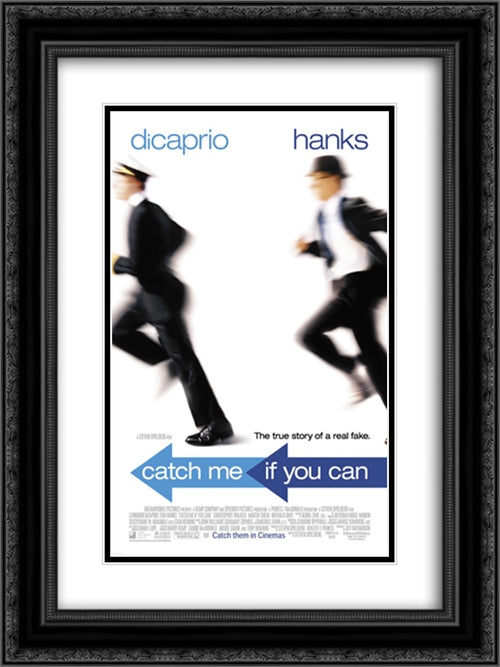 Catch Me If You Can 18x24 Black Ornate Wood Framed Movie Poster with Double Matting