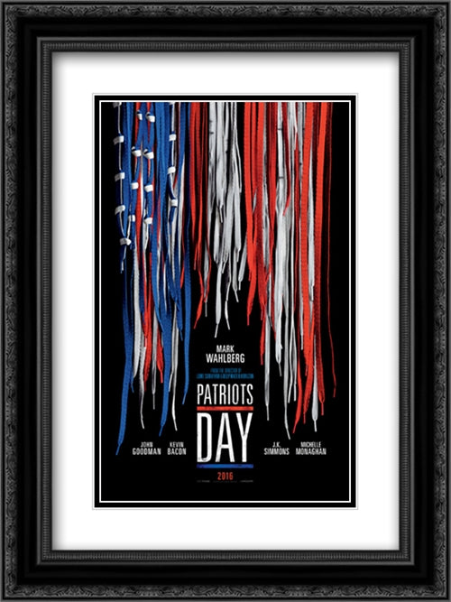 Patriots Day 18x24 Black Ornate Wood Framed Movie Poster with Double Matting