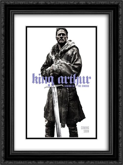 King Arthur Legend of the Sword 18x24 Black Ornate Wood Framed Movie Poster with Double Matting