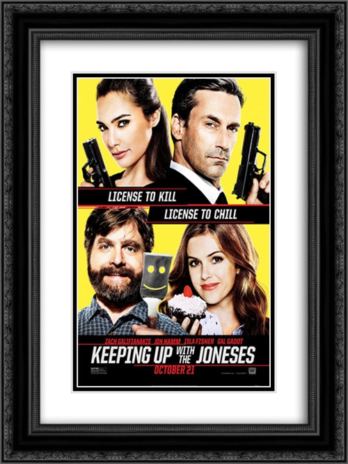 Keeping Up With the Joneses 18x24 Black Ornate Wood Framed Movie Poster with Double Matting