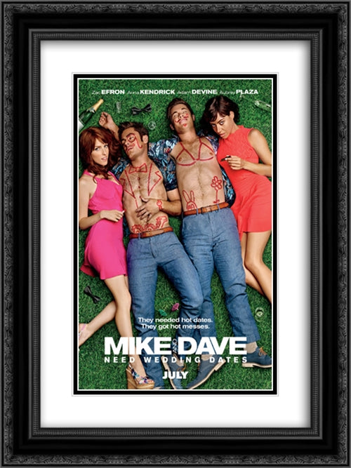 Mike and Dave Need Wedding Dates 18x24 Black Ornate Wood Framed Movie Poster with Double Matting
