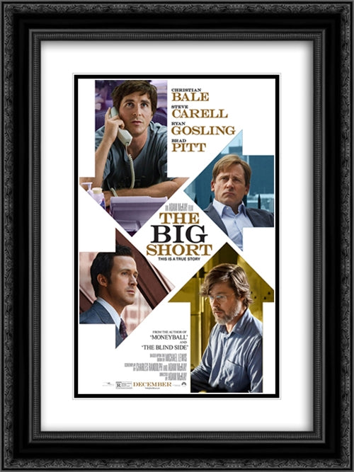The Big Short 18x24 Black Ornate Wood Framed Movie Poster with Double Matting