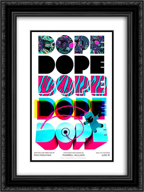 Dope 18x24 Black Ornate Wood Framed Movie Poster with Double Matting