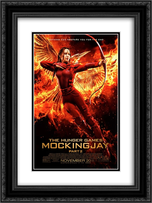 The Hunger Games Mockingjay 18x24 Black Ornate Wood Framed Movie Poster with Double Matting