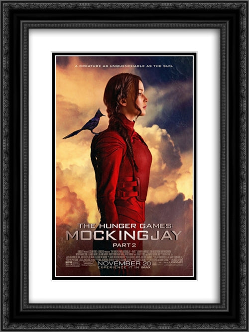 The Hunger Games Mockingjay 18x24 Black Ornate Wood Framed Movie Poster with Double Matting