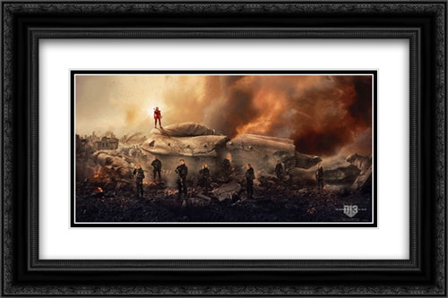 The Hunger Games Mockingjay 24x16 Black Ornate Wood Framed Movie Poster with Double Matting