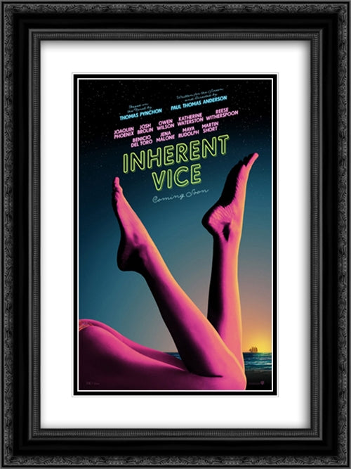 Inherent Vice 18x24 Black Ornate Wood Framed Movie Poster with Double Matting