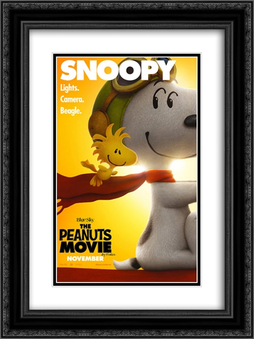 The Peanuts Movie 18x24 Black Ornate Wood Framed Movie Poster with Double Matting