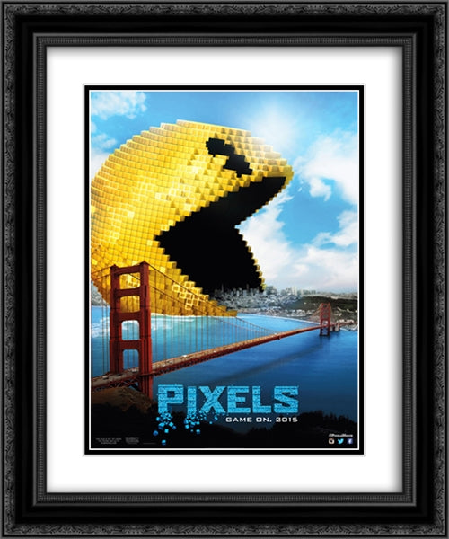 Pixels 20x24 Black Ornate Wood Framed Movie Poster with Double Matting