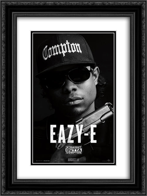 Straight Outta Compton 18x24 Black Ornate Wood Framed Movie Poster with Double Matting