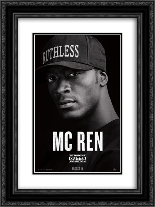 Straight Outta Compton 18x24 Black Ornate Wood Framed Movie Poster with Double Matting
