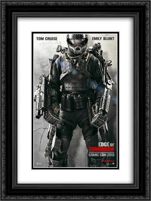 Edge of Tomorrow 18x24 Black Ornate Wood Framed Movie Poster with Double Matting