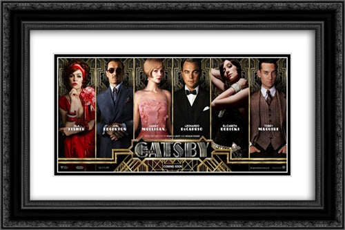 The Great Gatsby 24x16 Black Ornate Wood Framed Movie Poster with Double Matting