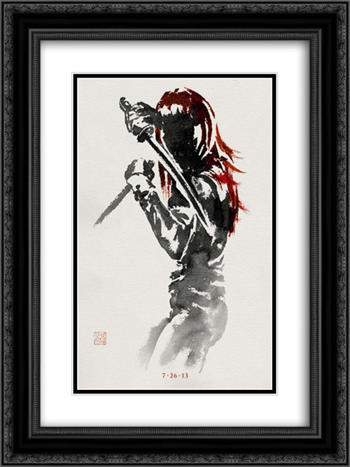 The Wolverine 18x24 Black Ornate Wood Framed Movie Poster with Double Matting
