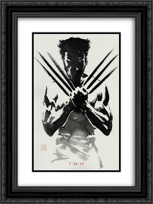 The Wolverine 18x24 Black Ornate Wood Framed Movie Poster with Double Matting