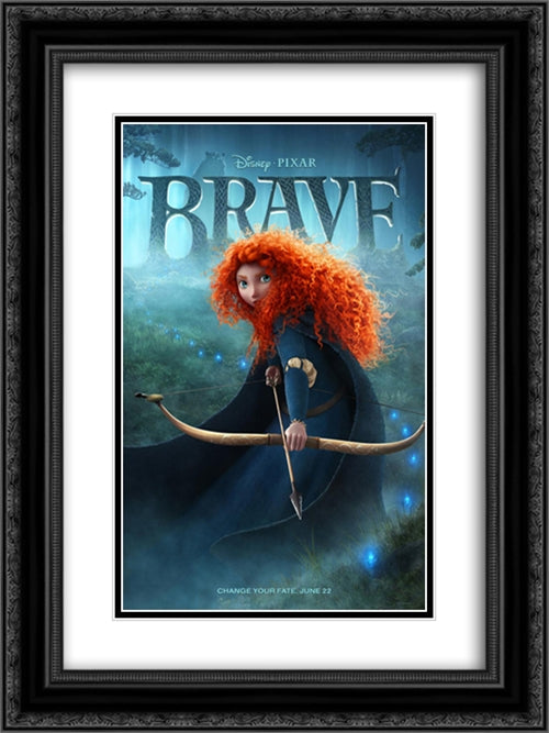 Brave 18x24 Black Ornate Wood Framed Movie Poster with Double Matting