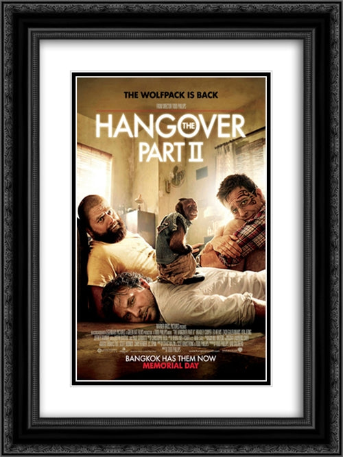 The Hangover Part II 18x24 Black Ornate Wood Framed Movie Poster with Double Matting
