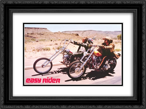 Easy Rider 24x18 Black Ornate Wood Framed Movie Poster with Double Matting
