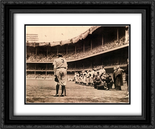 Babe Ruth Bows Out, c.1948 2x Matted 24x20 Black Ornate Wood Framed Art Print Poster with Double Matting by Fein, Nat